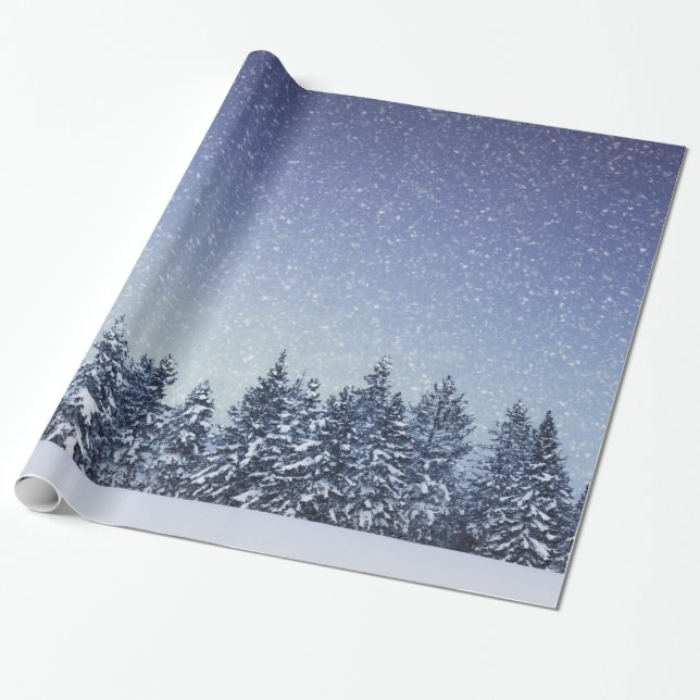Gefrorene Schnee-Winter-Waldszene Geschenkpapier (Ungerollt)