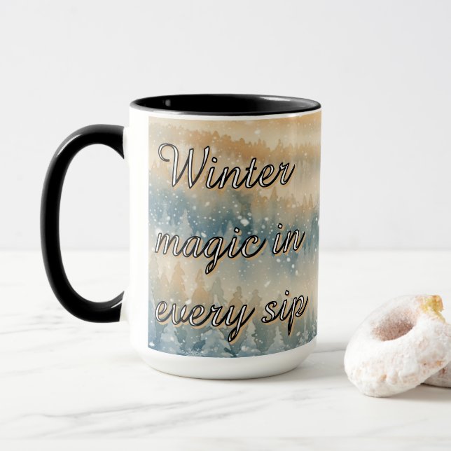 Gefrorene Träume Schneelandschaft Tasse (Mit Donut)
