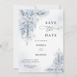 Gefrorene weiße Beeren Winterhochzeit Save The Dat Einladung