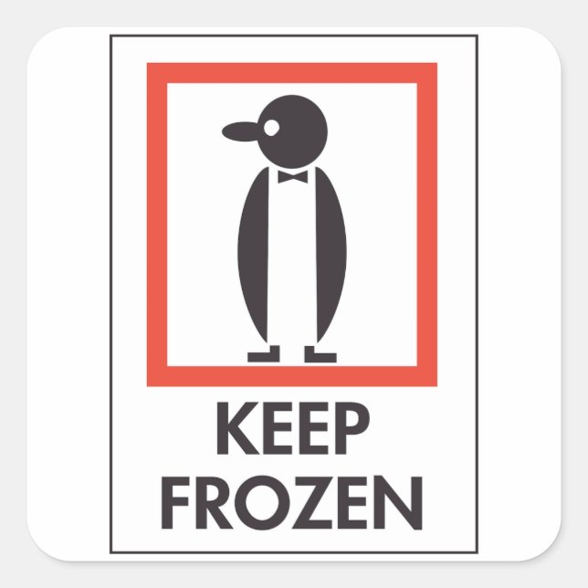 Gefrorenen Pinguin Behalten Lustiges Schild Quadratischer Aufkleber (Vorderseite)