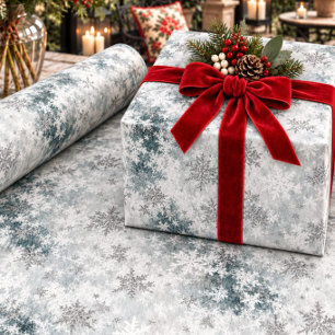 Gefrorener See Eis Frisch Gefallene Silber-Schneef Geschenkpapier