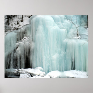 Gefrorener Wasserfall, blau Poster