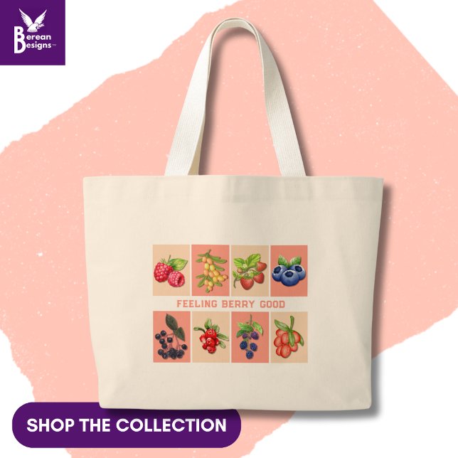 Gefühl BERRY GOOD Erdbeeren Berries individuell zu Jumbo Stoffbeutel (FEELING BERRY GOOD aesthetic on stylish tote bag. Shop for matching gifts and apparel.)