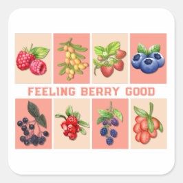 GEFÜHL BERRY GUTE, individuell anpassbare Erdbeere Quadratischer Aufkleber