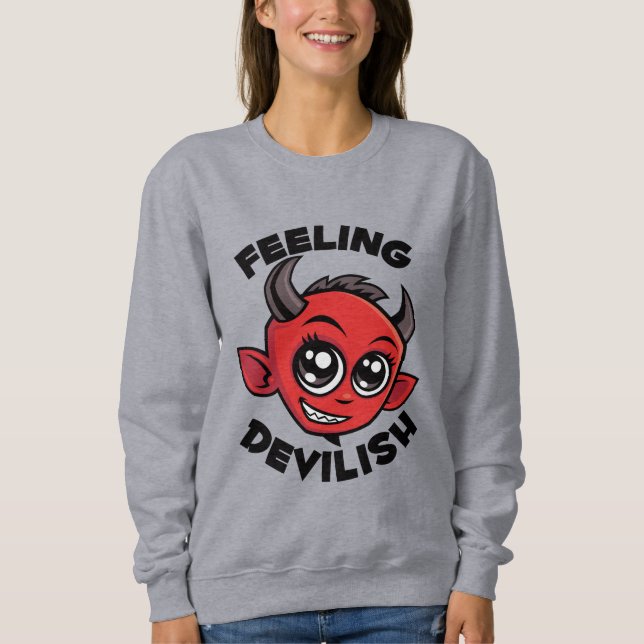 Gefühl Devilish Niedlich lächelnd Teufel Sweatshirt (Vorderseite)