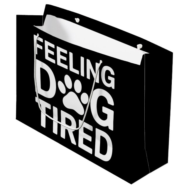 Gefühl Dog müde Große Geschenktüte (Vorderseite Schrägansicht)