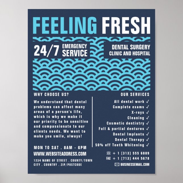 Gefühl frisch, Zahnheilkunde, Zahnarztwerbung Poster (Vorne)