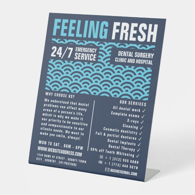 Gefühl frisch, Zahnheilkunde, Zahnarztwerbung Sockelschild (Vorderseite)