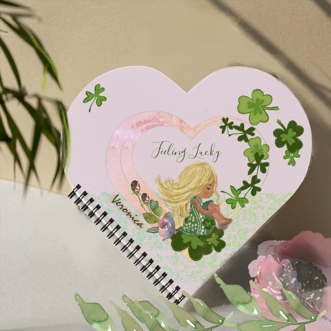 Gefühl Glück Kleeblatt Girly Pink Notebook Notizbuch (Feeling lucky Shamrock Girly Green Notebook)