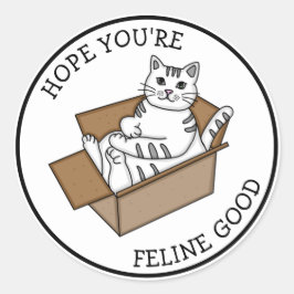 Gefühl Good | Get Well | Weiße Katze Runder Aufkleber