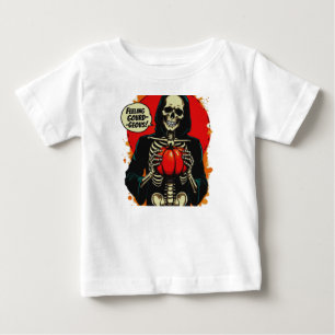 Gefühl Gourdgeous Skeleton Hand Holding Pumpkin Baby T-shirt