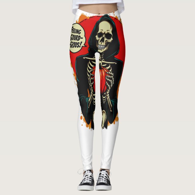 Gefühl Gourdgeous Skeleton Hand Holding Pumpkin Leggings (Vorderseite)