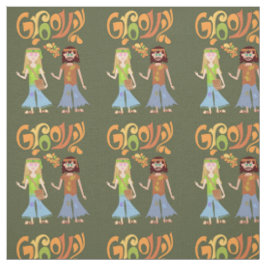Gefühl Groovy Illustriert Seventies Cartoon Stoff