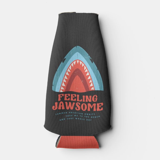 Gefühl Jawsome Shark Funny Summer Puns Flaschenkühler (Vorderseite)