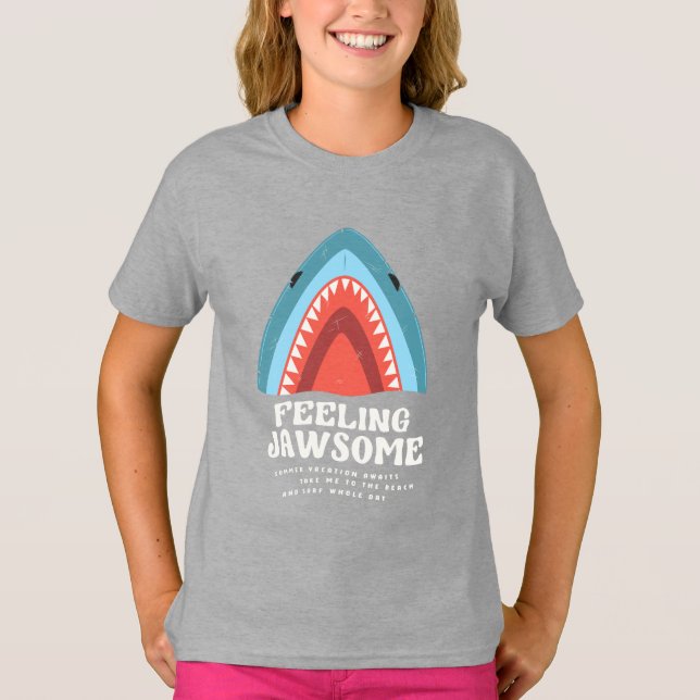 Gefühl Jawsome Shark Funny Summer Puns T-Shirt (Vorderseite)