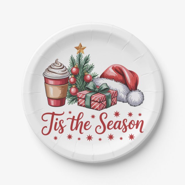 Gefühl Jolly Christmas Tree Hot Cocoa Holiday Pappteller (Vorderseite)