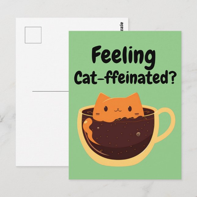 Gefühl Katzennahrung? Kaffee Chat Cartoon Postkarte (Vorne/Hinten)