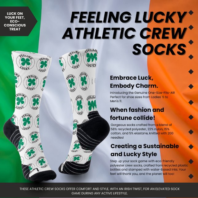 Gefühl Lucky Athletic Crew Socks Socken (Birthday Depot Party Supplies Trendy Stylish Cute Fun Irish Luck Feeling Lucky Athletic Crew Socks)