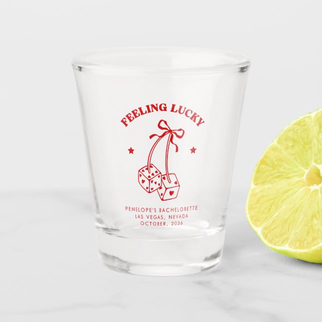 Gefühl Lucky Cherry Dice Bachelorette Shot Glass Schnapsglas (Vorderseite)