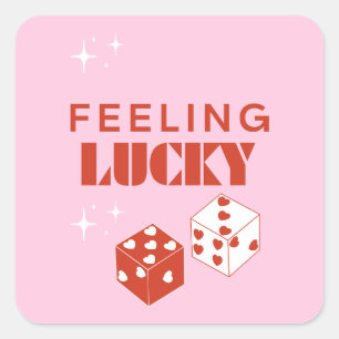 Gefühl Lucky, Lucky Girl, Luckiest Girl, Pink Quadratischer Aufkleber