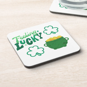 Gefühl Lucky mit einem Gold-Pot Getränkeuntersetzer