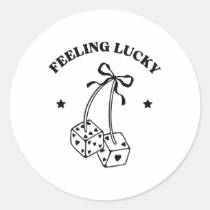 Gefühl Lucky Retro Dice Valentine Niedlich Hearts  Runder Aufkleber