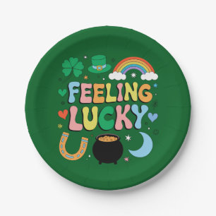 Gefühl Lucky St Patricks Day Charm Irish Kleeblatt Pappteller