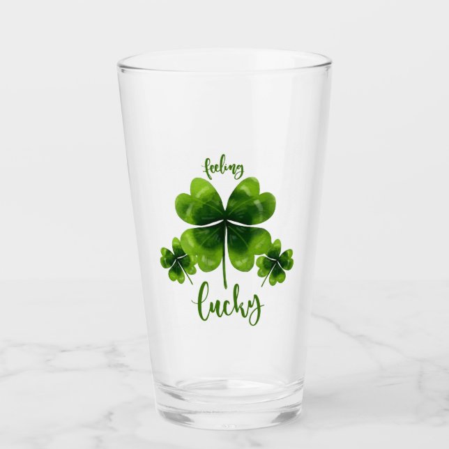 Gefühl Lucky St Patrick's Day Glass mit Kleeblatt Glas (Vorderseite)