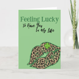 Gefühl Lucky St. Patrick's Day Leopard Green Card Dankeskarte