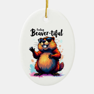 Gefühl Schön - Funny Beaver Grafik Keramik Ornament