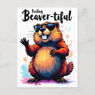 Gefühl Schön - Funny Beaver Grafik Postkarte