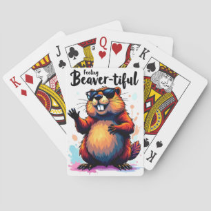 Gefühl Schön - Funny Beaver Grafik Spielkarten