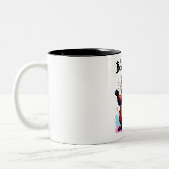 Gefühl Schön - Funny Beaver Grafik Zweifarbige Tasse (Links)