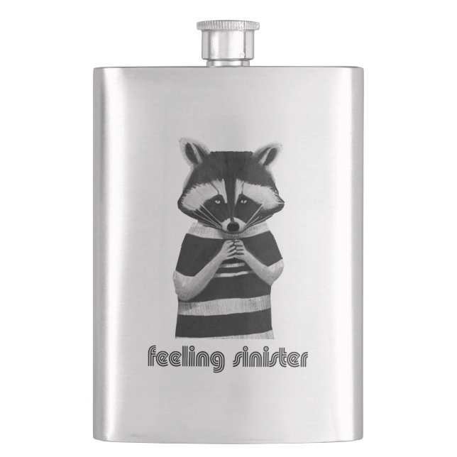 Gefühl Sinister Funny Raccoon Flachmann (Vorderseite)