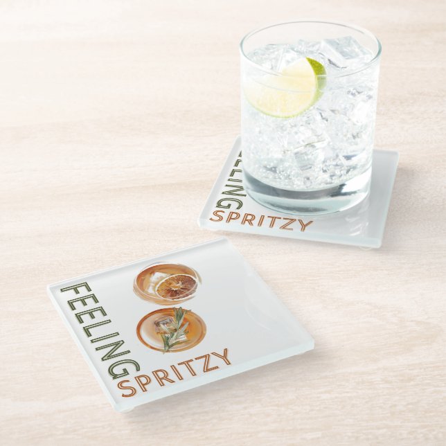 Gefühl Spritzy Orange Cocktail Glasuntersetzer (Schrägansicht)