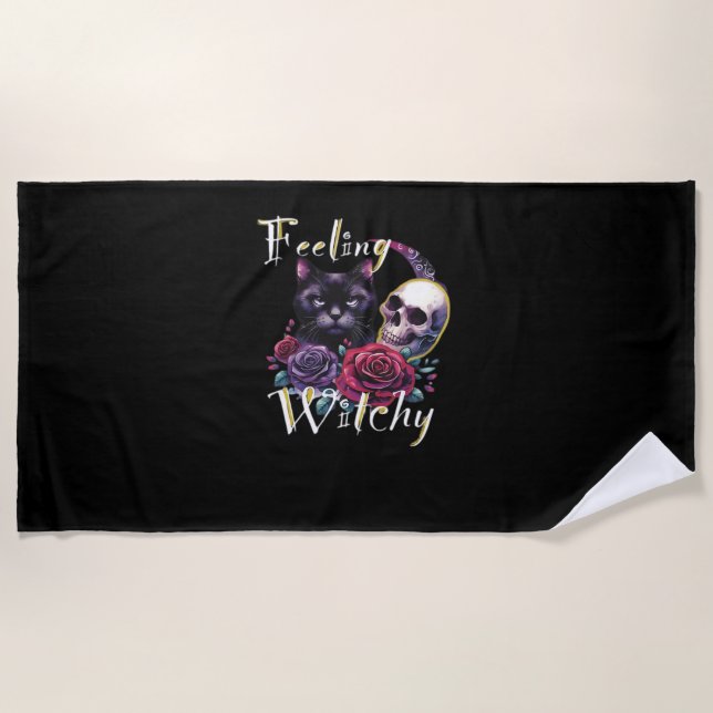 Gefühl Witchy Black Cat Classic T - Shirt Strandtuch (Vorderseite)