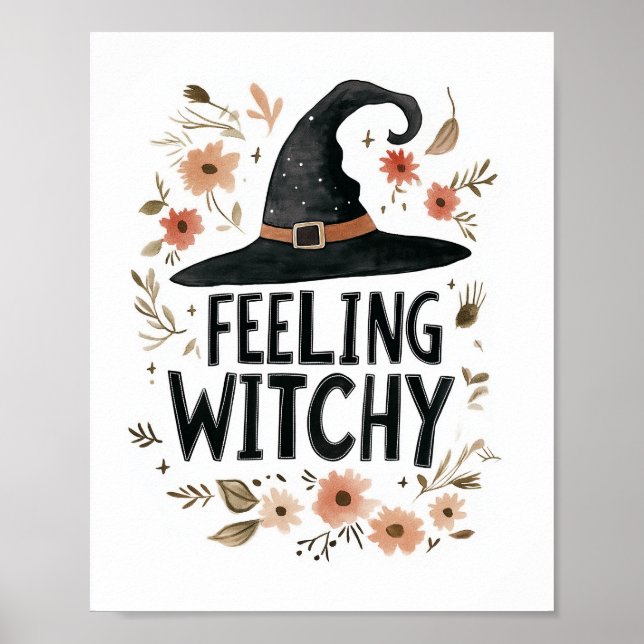 Gefühl Witchy Hexenhut WasserfarbenHalloween Poster (Vorne)