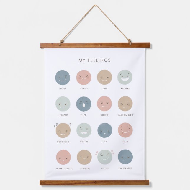 Gefühle Emotions Chart Klassendekor Wandteppich Mit Holzrahmen (Vorderseite)