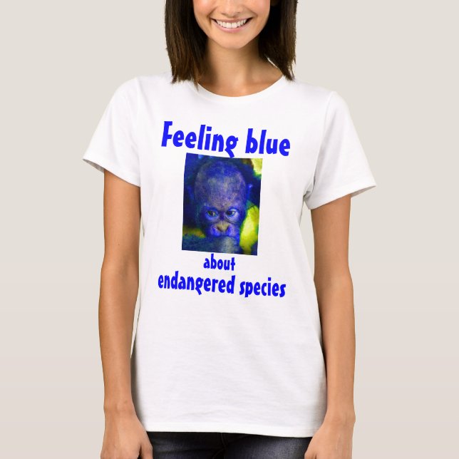 Gefühls-blauer Orang-Utan Rot-Affe T-Shirt (Vorderseite)