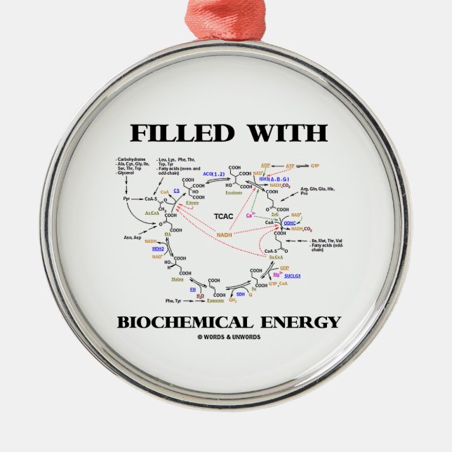 Gefüllt mit biochemischer Energie (Krebs Zyklus) Silbernes Ornament (Vorne)