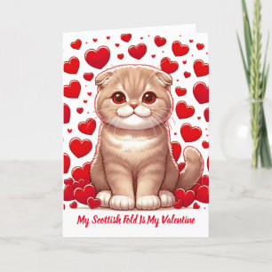 Gefundene Herzen: Schottische Fold's Valentine Joy Feiertagskarte