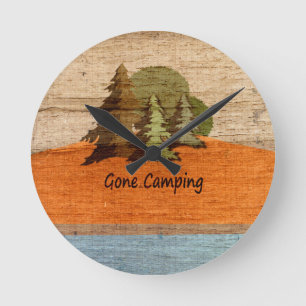Gegangene Campings-hölzerne Blick-Natur-Liebhaber Runde Wanduhr