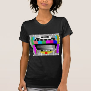Gegangene Fischerei, lustige Test-Muster-T - T-Shirt