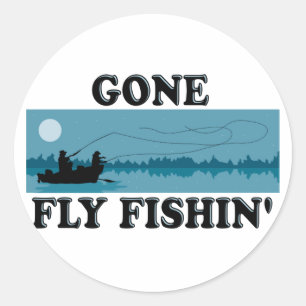 Gegangene Fliege Fishin Runder Aufkleber