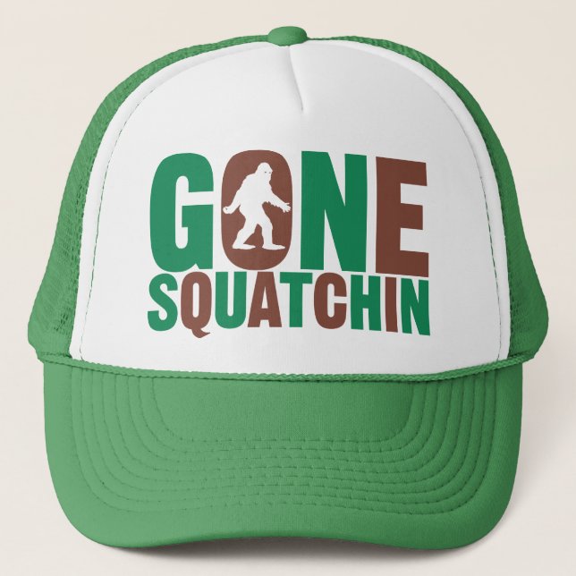 Gegangene Squatchin Camouflage beschriftet Hut Truckerkappe (Vorderseite)