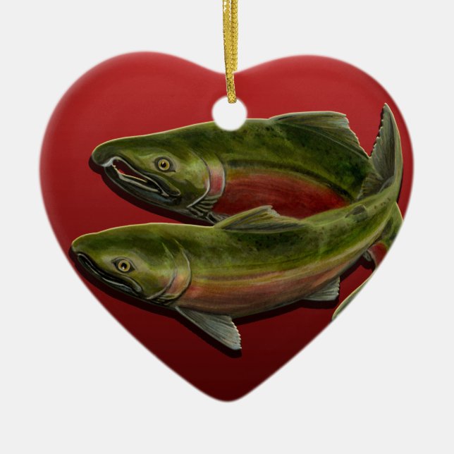 Gegangenes fischenverzierungs-personalisiertes keramik ornament (Vorne)