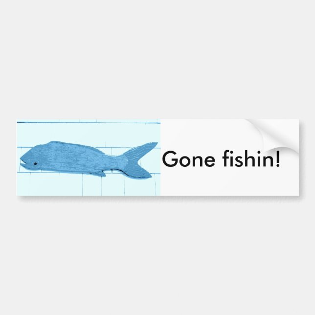 gegangenes fishin blaues Fischlogo Autoaufkleber (Vorne)