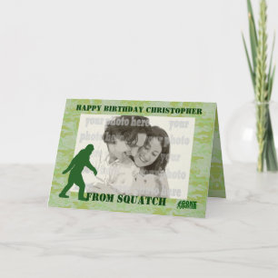 Gegangenes squatchin Bigfoot auf grüner Camouflage Karte