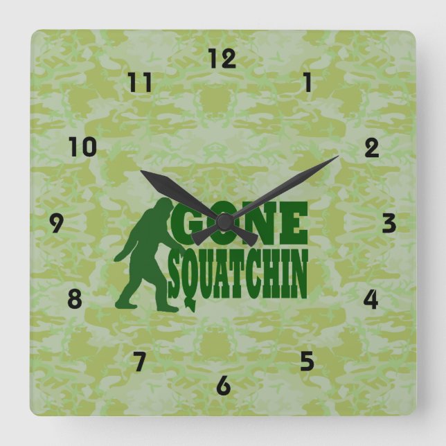Gegangenes Squatchin Quadratische Wanduhr (Vorderseite)