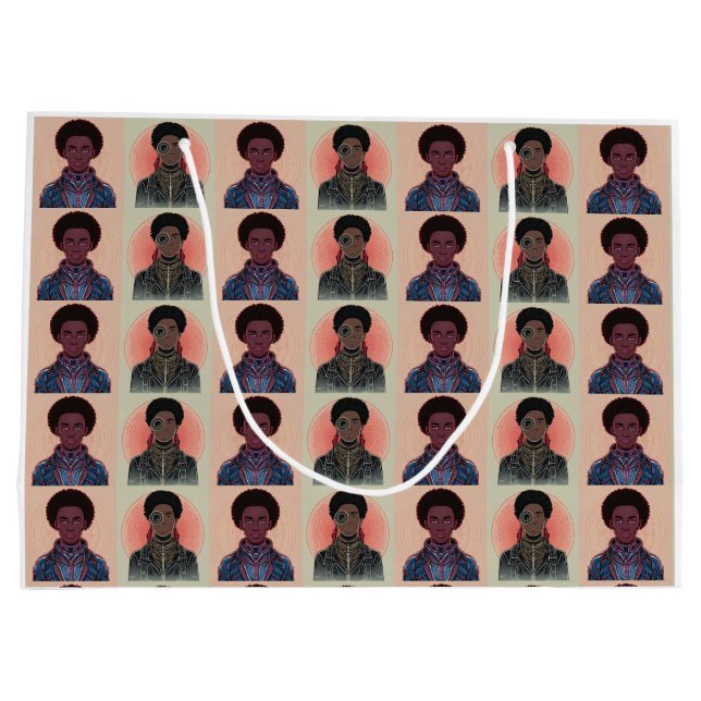 Gegättete Farbe Afrofuturistische Könige Große Geschenktüte (Rückseite)